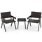 3-Piece PE Rattan Patio Bistro Set Mix Brown Wicker Chairs with Quick-Dry Foam & Tempered Glass Table